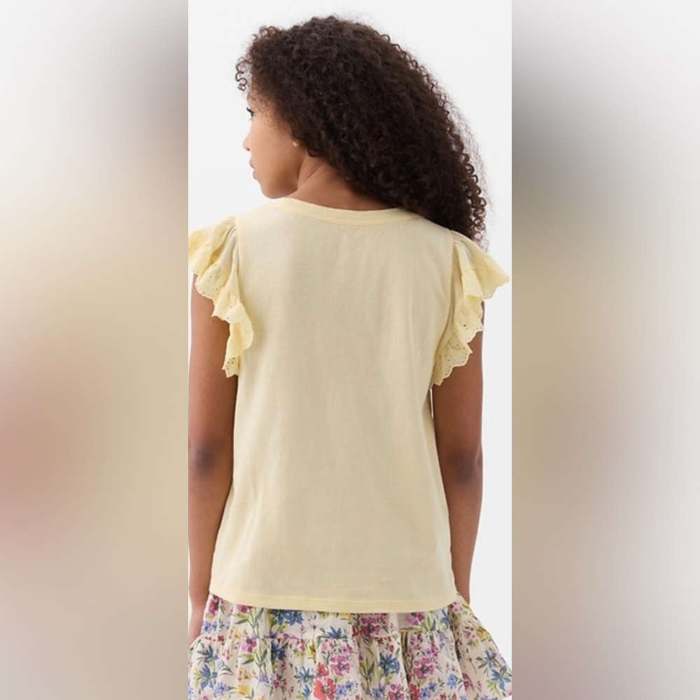 GAP Kids Yellow Ruffle Sleeve Shirt Small